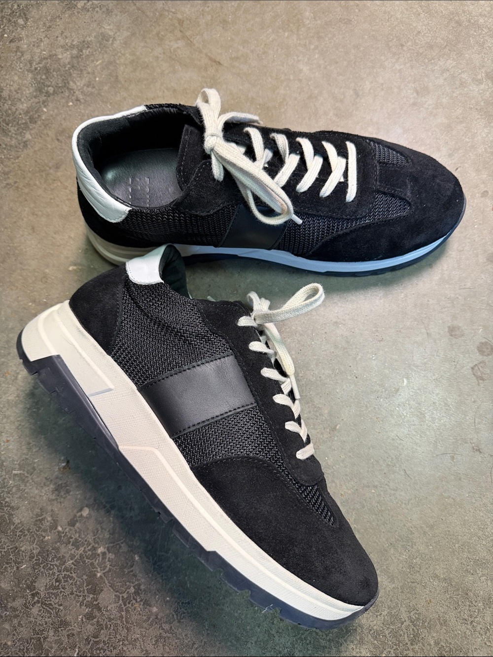 PAIGE Maya Mixed Media Sneakers – Black Suede – Size 8